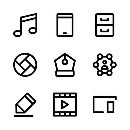 user interface icon set with outline style for presentation, banner, and social mediaのイラスト素材