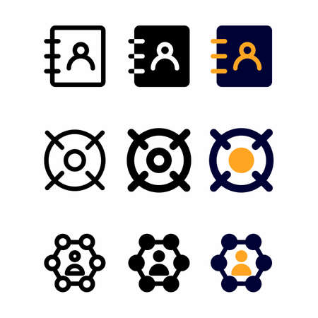 contact icon set with three style for presentation, banner, and social mediaのイラスト素材