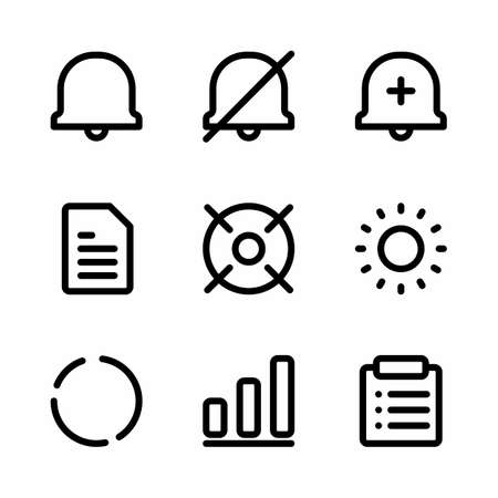 interface icon set with outline style for presentation, and social mediaのイラスト素材