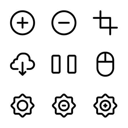 interface icon set with outline style for poster, and social mediaのイラスト素材
