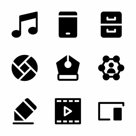 user interface icon set with glyph style for presentation, banner, and social mediaのイラスト素材