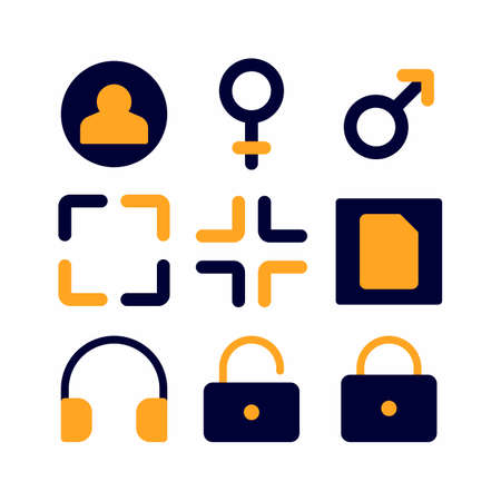 user interface icon set with flat style for presentation, and social mediaのイラスト素材