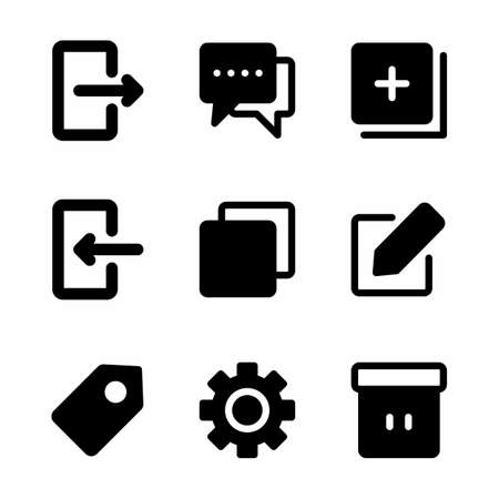 essential icon set with glyph style for presentation, banner, and social mediaのイラスト素材