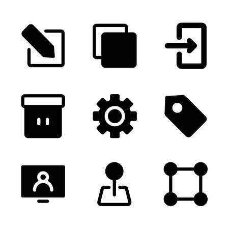 essentials icon set with glyph style for poster, template, and social mediaのイラスト素材