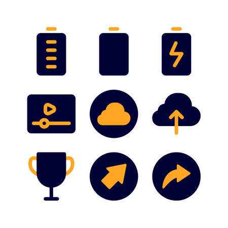 user interface icon set with flat style for poster, and social mediaのイラスト素材
