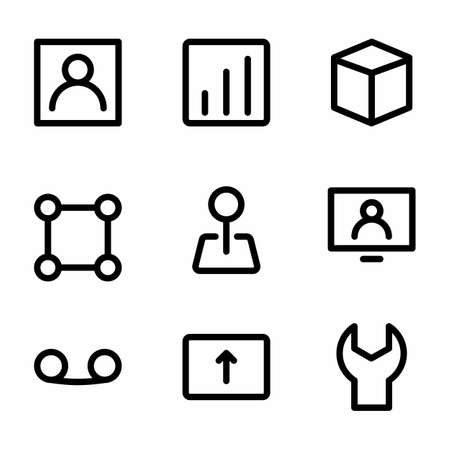user interface icon set with outline style for poster, template, and social mediaのイラスト素材