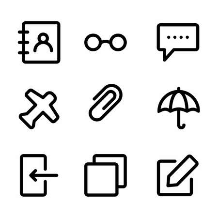 basic icon set with outline style for poster, template, and social mediaのイラスト素材
