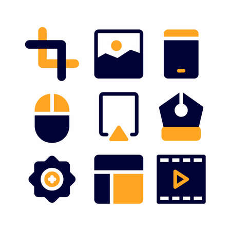 interface icon set with flat style for poster, template, and social mediaのイラスト素材
