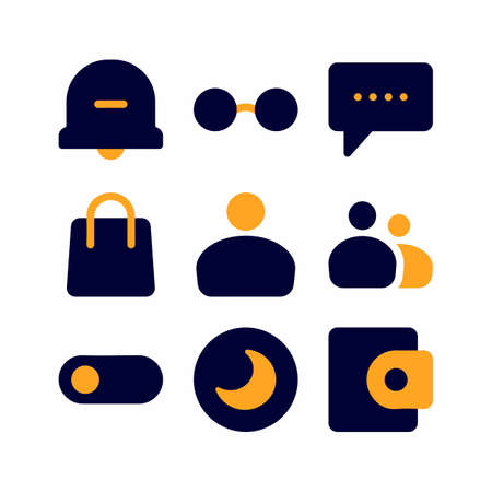basic icon set with flat style for presentation, and social mediaのイラスト素材