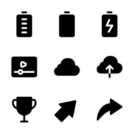 interface icon set with glyph style for presentation, and social mediaのイラスト素材