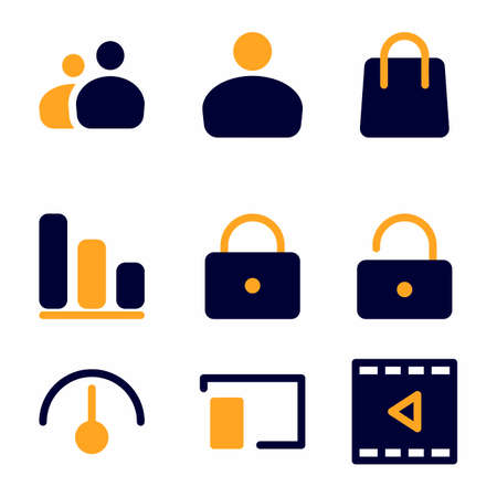 essential icon set with flat style for poster, template, and social mediaのイラスト素材