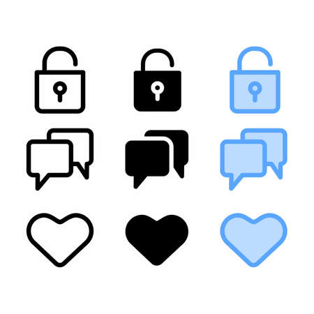 unlock icon with three style for website and user interfaceのイラスト素材