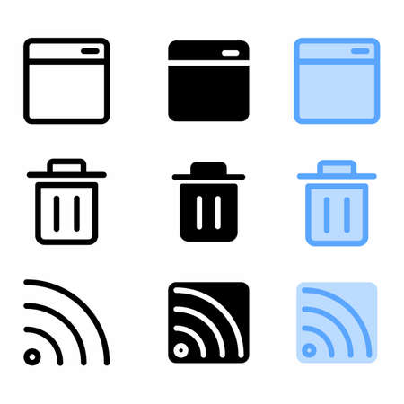 windows icon with three style for website and user interfaceのイラスト素材