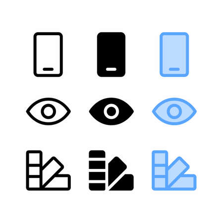 hand phone icon with three style for website and user interfaceのイラスト素材