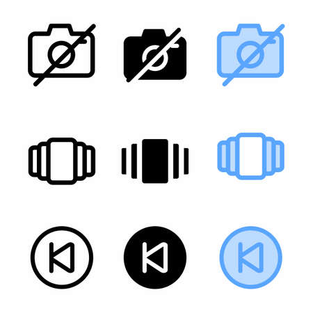 off camera icon with three style for website and user interfaceのイラスト素材