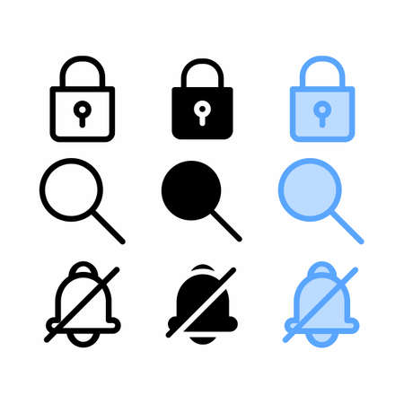locked icon with three style for website and user interfaceのイラスト素材