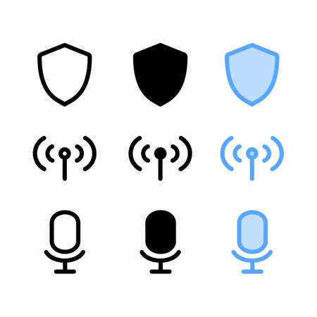 protection icon with three style for website and user interfaceのイラスト素材