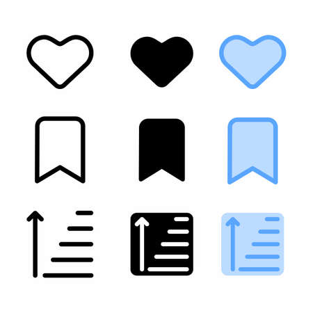 love icon with three style for website and user interfaceのイラスト素材