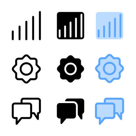 signal bar icon with three style for website and user interfaceのイラスト素材