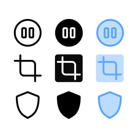 pause button icon with three style for website and user interfaceのイラスト素材