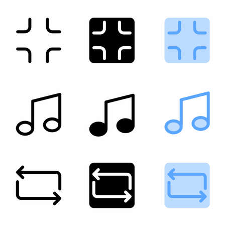 full screen icon with three style for website and user interfaceのイラスト素材