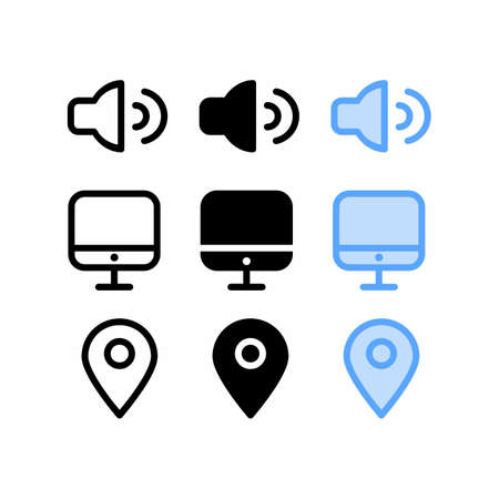 audio icon with three style for website and user interfaceのイラスト素材