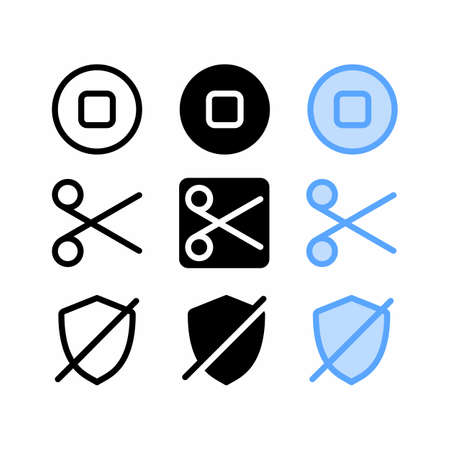 stop button icon with three style for website and user interfaceのイラスト素材