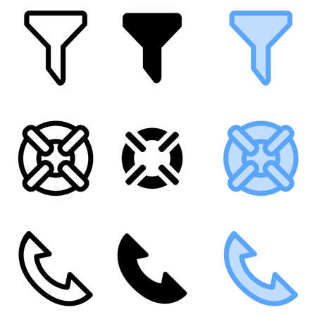 funnel icon with three style for website and user interfaceのイラスト素材