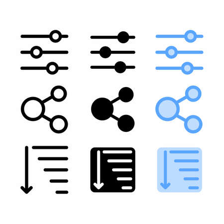 setting icon with three style for website and user interfaceのイラスト素材