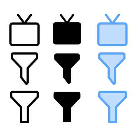 television icon with three style for website and user interfaceのイラスト素材