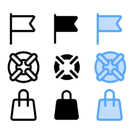 flag icon with three style for website and user interfaceのイラスト素材