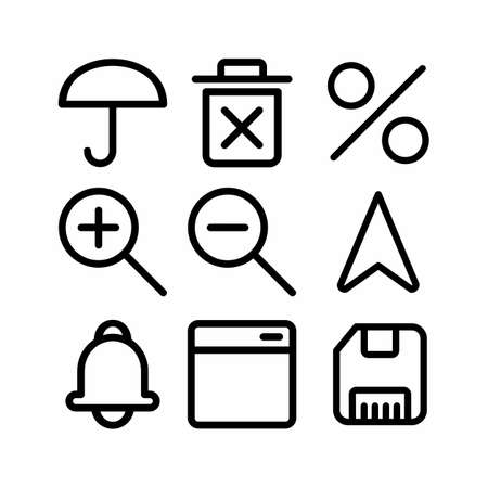 interface icon set with outline style for websiteのイラスト素材