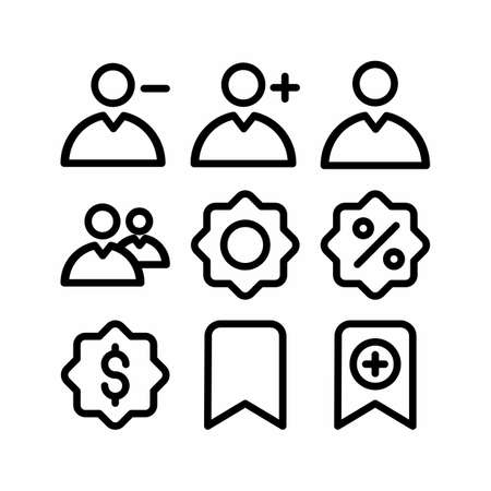 user interface icon set with outline style for presentation and websiteのイラスト素材