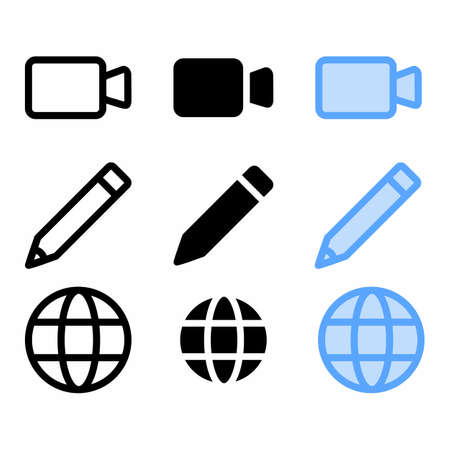 essential icon set with outline style for social mediaのイラスト素材