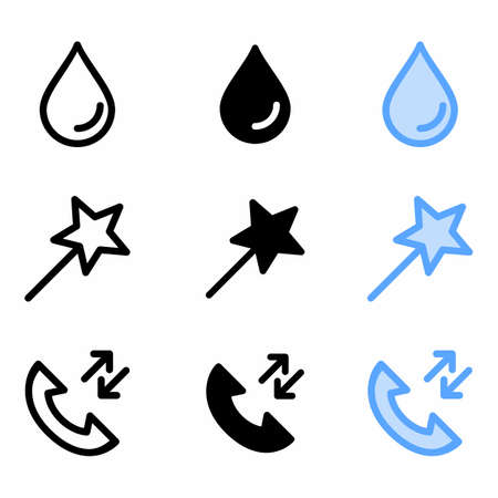 droplet icon with three style for website and user interfaceのイラスト素材