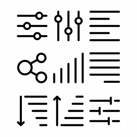 user interface icon set with outline style for presentationのイラスト素材