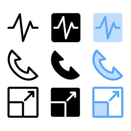 essentials icon set with outline style for social mediaのイラスト素材