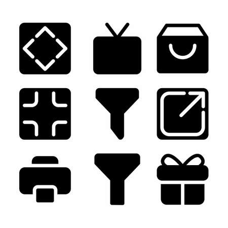 user interface icon set with glyph style for websiteのイラスト素材