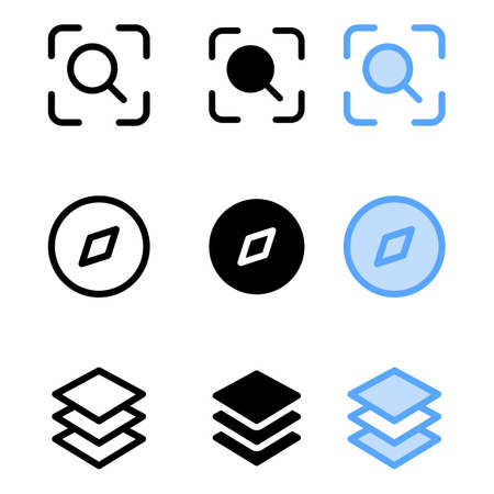 user interface icon set with glyph style for presentation and posterのイラスト素材