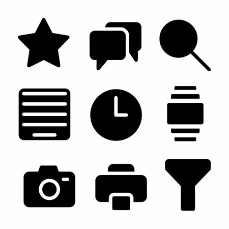essential icon set with glyph style for presentation and posterのイラスト素材