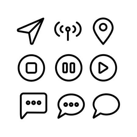 basic icon set with outline style for presentation and posterのイラスト素材