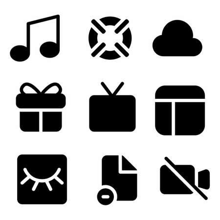 essential icon set with glyph style for bannerのイラスト素材