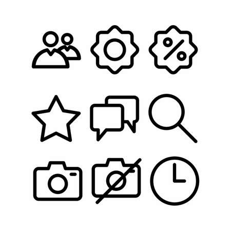 essential icon set with outline style for presentation and posterのイラスト素材