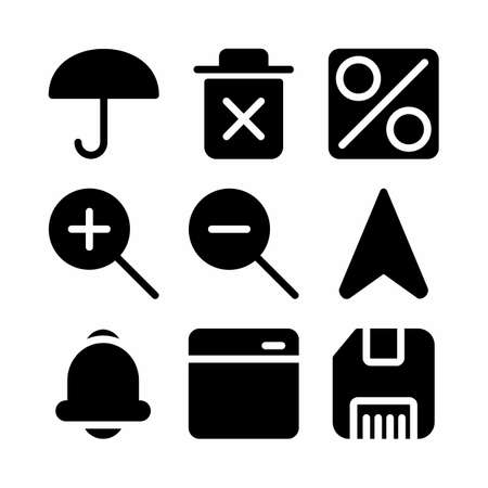 interface icon set with glyph style for websiteのイラスト素材