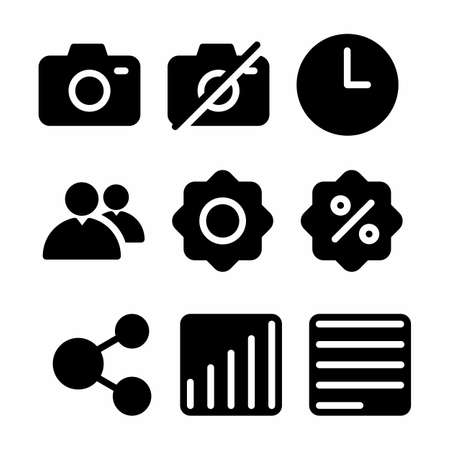 interface icon set with glyph style for presentation and bannerのイラスト素材