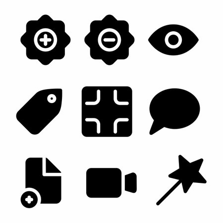 basic icon set with glyph style for presentation and bannerのイラスト素材