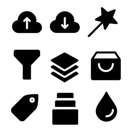 essential icon set with glyph style for posterのイラスト素材