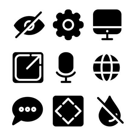 essential icon set with glyph style for websiteのイラスト素材