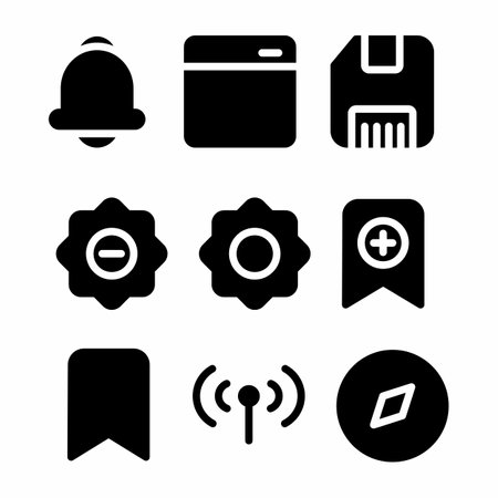 essentials icon set with glyph style for presentation and posterのイラスト素材