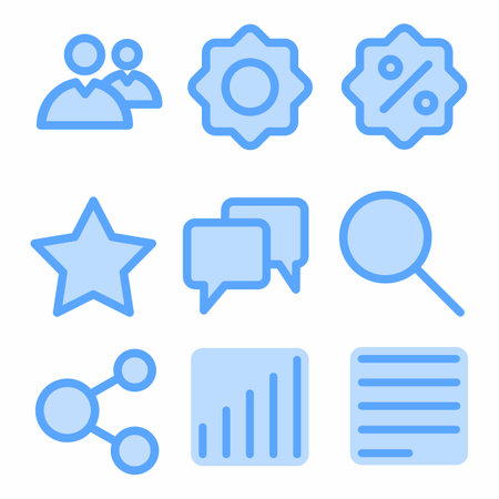 essential icon set with blue style for posterのイラスト素材